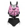 Ensemble de Tankini Sanglé à Imprimé Chauve-souris Matelassé - Rose clair XXXL
