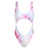 Maillot de Bain Découpé Teinté à Coupe Haute Une-Pièce - Violet clair L