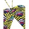 Halter Striped Cinched Ruched Cutout One-piece Swimsuit - YELLOW XXL