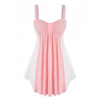 

Plus Size Two Tone Empire Waist Swing Tank Top, Light pink
