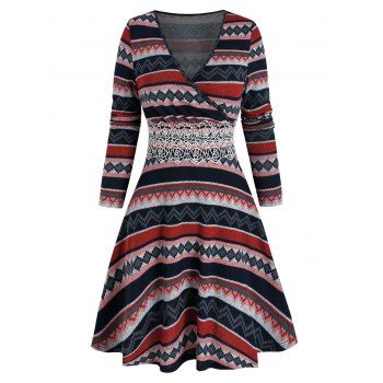 

Tribal Pattern Flower Lace Sweater Dress, Multicolor