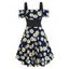 Daisy Print Off The Shoulder A Line Vacation Dress and Top Twinset - DEEP BLUE 2XL