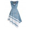 Robe Asymétrique Colorant Spatial à Col Bénitier sans Manches - Bleu clair L