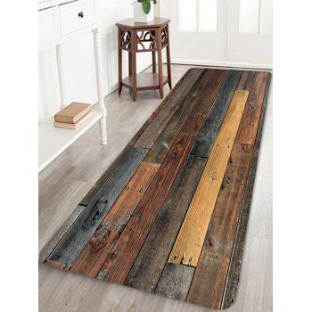 

Wood Grain Print Antiskid Area Rug, Brown bear