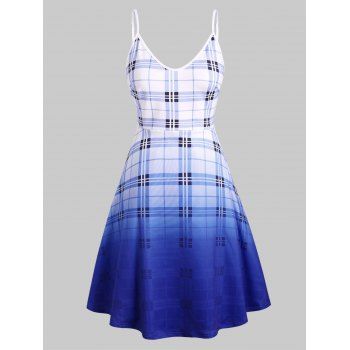 

Plaid Ombre Cami Plus Size Dress, Blue