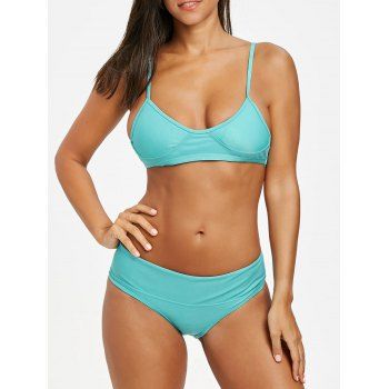 

Plain Bright Bikini Swimsuit High Leg Sexy Swimwear Set, Windsor blue