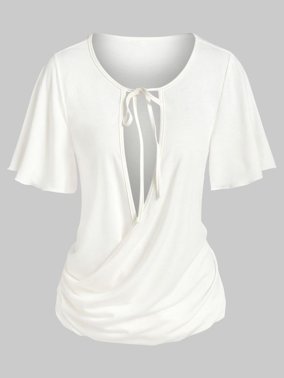 T-shirt Plissé Superposé Noué - Blanc XL