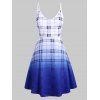 Robe à Bretelle à Carreaux Ombrée de Grande Taille - Bleu 1X
