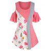 T-shirt Jointif à Imprimé Fleur de Grande Taille - multicolor 5X