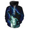 Sweat à Capuche à Imprimé Animal Galaxie avec Poche en Avant - Bleu de Minuit XS