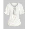 T-shirt Plissé Superposé Noué - Blanc XXL