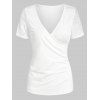T-shirt Superposé en Dentelle Insérée à Col V - Blanc XXL