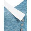 Asymmetric Colorblock Button Marled T Shirt - BLUE XXL