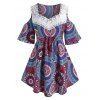 Corsage à Épaules Dénudées avec Empiècements Guipure Style Bohémien Grande-Taille - multicolor 1X