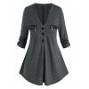 Haut Cranté Zippé avec Poche de Grande Taille avec Bouton - Gris 2X