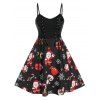 Plus Size Christmas Gift Claus Lace-up Cami Dress - LAVA RED 4X