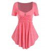 T-shirt Evasé Tunique Croisé Boutonné - Rose clair XL