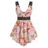 Débardeur Fleur en Dentelle Insérée sans Dos de Grande Taille - Rose 3X