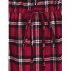 Plus Size Plaid V Notch Drawstring Roll Up Sleeve Dress - LAVA RED 3X