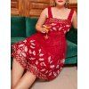 Plus Size Sequined Mesh Embroidered A Line Dress - LAVA RED 1X