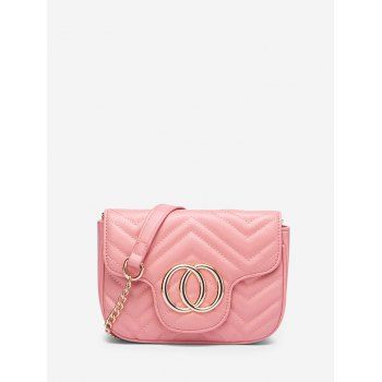

Circle Heart Pattern Quilted Crossbody Bag, Light pink