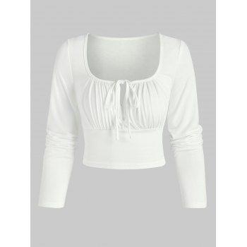 

Tie Knot Keyhole Cropped T-shirt, White