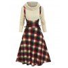 Vintage Off Shoulder Plaid Lace Up 2 In 1 Dress - LIGHT YELLOW L