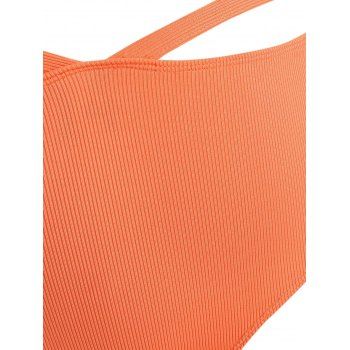 Plus Size Ribbed Crisscross Cutout High Rise Tankini Swimwear
