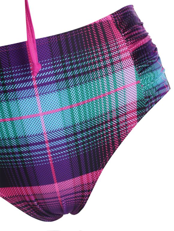 Maillot de Bain Tankini à Carreaux Noué en Avant à Volants - Concorde L