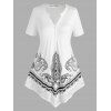 T-shirt Long Cachemire à Ourlet en Dentelle de Grande Taille - Blanc 2X