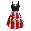 Robe Décontractée Imprimée sans Dos de Grande Taille à Lacets - multicolor 3X