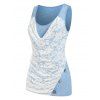 Débardeur avec Empiècements en Dentelle et à Col Bénitier Grande-Taille - Bleu clair 3X