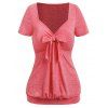 T-Shirt Décontracté Chiné avec Nœud Papillon - Rose clair 3XL
