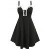 Robe de Nuit à Bretelle en Dentelle Insérée de Grande Taille avec Nœud Papillon - Noir L