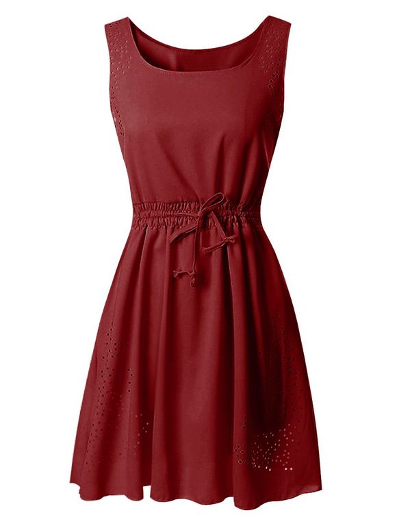 Robe Évidée sans Manches avec Cordonnet - Rouge XL