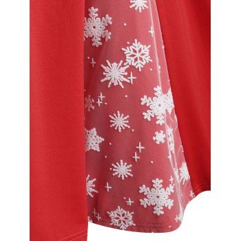 Snowflake Mesh Panel Lace Up Christmas Plus Size Dress