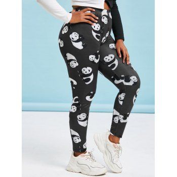 

Plus Size Panda Print Skinny Leggings, Black