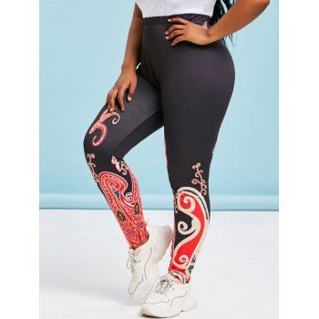 

Plus Size Paisley Print Skinny Leggings, Black
