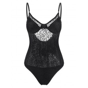 

Lace Front Underwire One-piece Swimsuit, Black