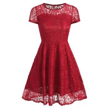 

Lace Mini A Line Dress, Red