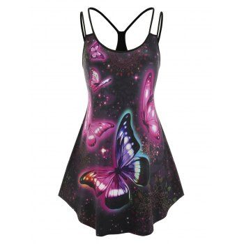 

Plus Size 3D Butterfly Print Tank Top, Black