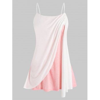 

Plus Size Bicolor Draped Ruched Cami Top, Light pink