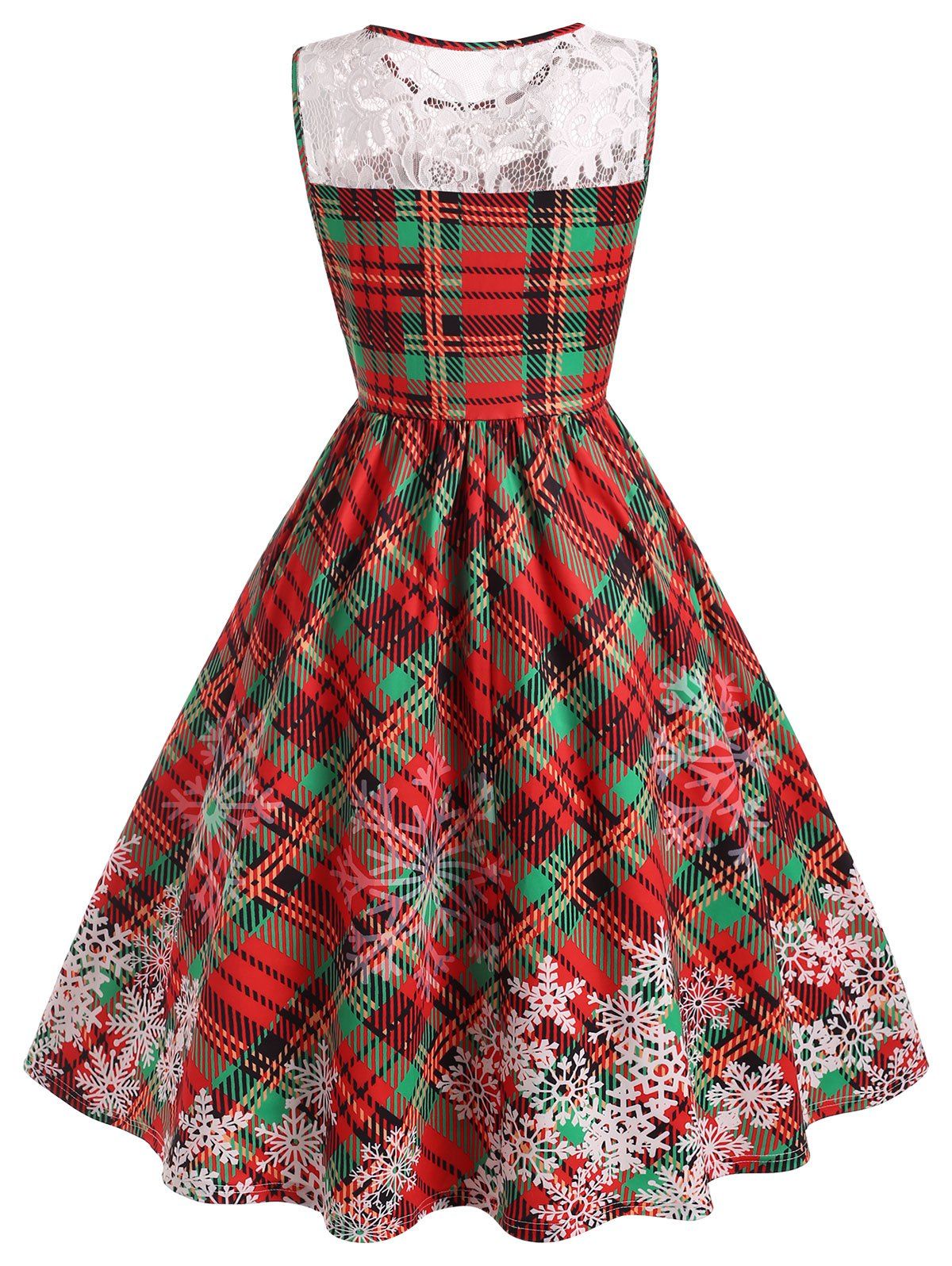 [25% OFF] 2021 Plus Size Plaid Snowflake Print Christmas Dress In RED