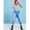 Plus Size High Rise 3D Ripped Jean Print Cropped Jeggings - BLUE 5X