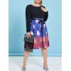 Robe Evasée Père Noël et Sapin de Noël Imprimés de Grande Taille - Bleu 3X