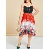 Robe de Noël Ligne A Flocon de Neige Détaillé de Grande Taille à Œillet - Rouge 2X