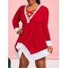 Robe Décontractée de Noël à Ourlet en Laitue en Velours de Grande Taille - Rouge 4X