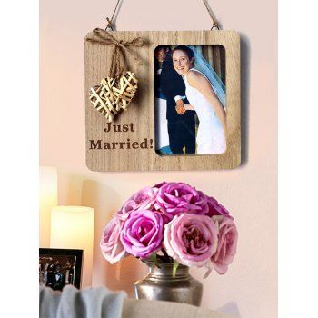 

Wooden Country Wedding Woven Heart Photo Frame, Burlywood