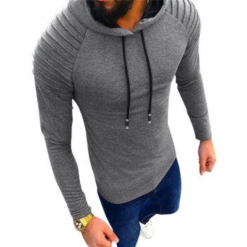 

Pintuck Detail Raglan Sleeve Hoodie, Gray