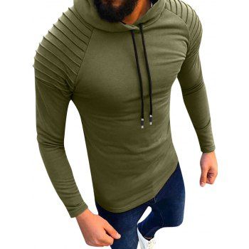 

Pintuck Detail Raglan Sleeve Hoodie, Deep green
